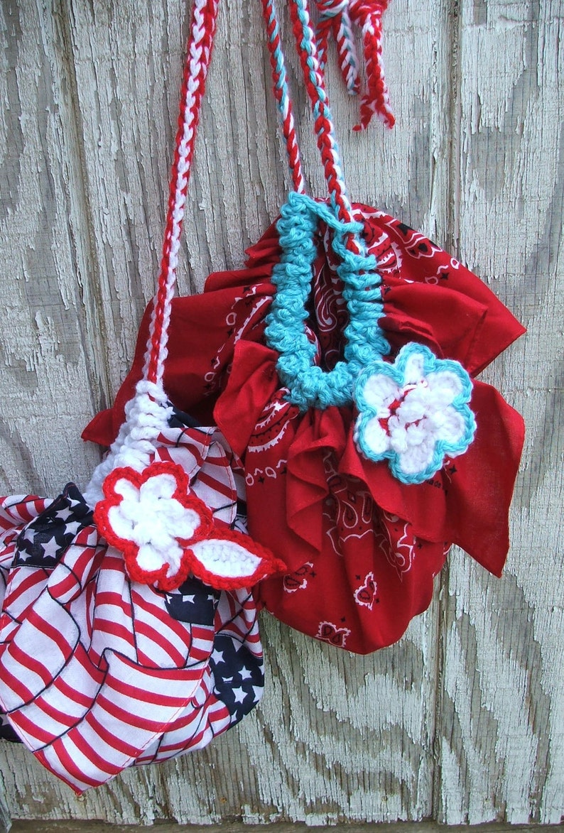 CROCHET Pattern Instant Download FAST and EASY summer Bandana Bag project with flower no sewing machine needed image 4
