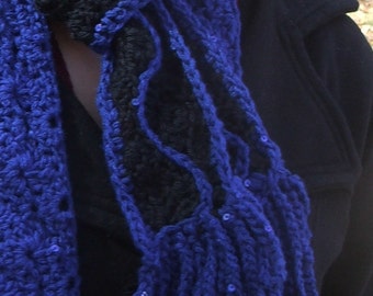 Instant Download Crochet Scarf Pattern - STARRY NIGHT, Elegant Scarfette with Topstitching - Sale Priced