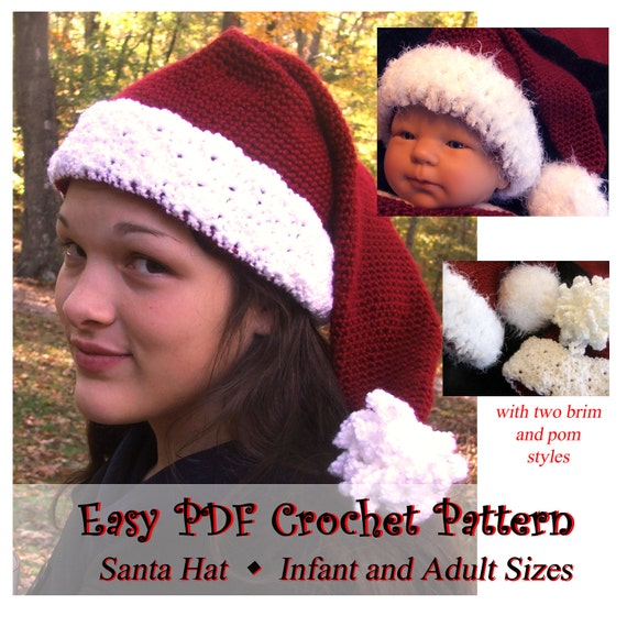 Easy Crochet Pattern Instant Download for Santa Hat in All | Etsy