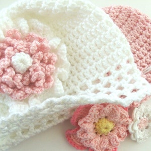 Crochet Baby Hat Pattern - Fast and Easy CROCHET PATTERN Baby Cap with Flowers , Instant Download