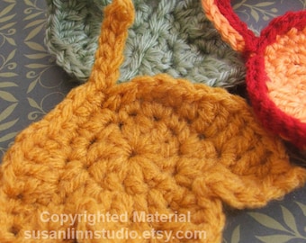 Fast and Easy Autumn Leaves Crochet PATTERN set - CROCHET 3 Leaf Appliques and Garlands - Instant Download