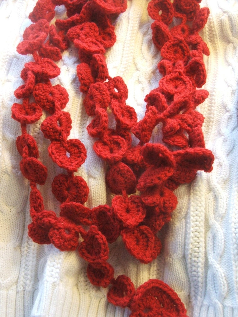 Scarfette Crochet PATTERN Instant Download Red Hearts Valentine Scarfette or Shells Scarfette January Project of the Month image 3