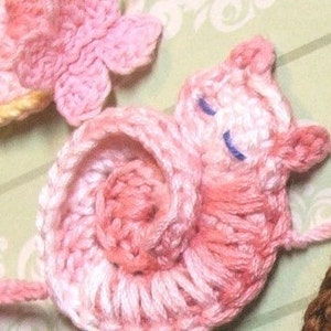 CROCHET PATTERN - Darling Kitty - Tiny Crocheted Cat Ornament or Applique Instructions - pdf