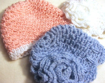 Baby Hat CROCHET Pattern  - Simple and Fast Rose Preemie and Newborn Cap pdf pattern - Instant Download