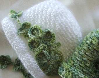 Crochet Baby Hat Pattern - Instant Download for March&#39;s Hat - Fast and Easy Basket Stitch Irish Baby Cap with Derby Brim - Crochet Pattern