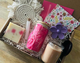 Birthflower Gift Box, Personalized Birthday Box, Birth Flower Glass, Birth Flower Birthday Gift Box, Gift For Best Friend, Birthflower Gifts