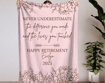 Personalized Retirement Blanket Gift For Coworker, Teacher Retirement Nurse Gift, Custom Gift Retirement, Retirement Name Date Gift