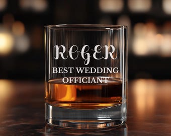 Wedding Officiant Gift, Officiant Thank You Gift, Gift For Wedding Officiant, Officiant Proposal, Engraved Custom Rocks Glass Officiant