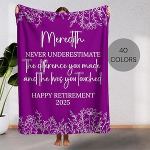Personalized Retirement Blanket Custom Gift for Women Coworker Officially Retired Gift For Her Teacher Nurse Happy Retirement Custom Blanket