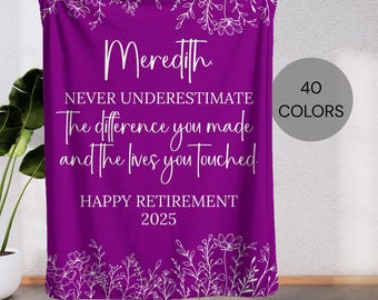 Personalized Retirement Blanket Custom Gift for Women Coworker Officially Retired Gift For Her Teacher Nurse Happy Retirement Custom Blanket