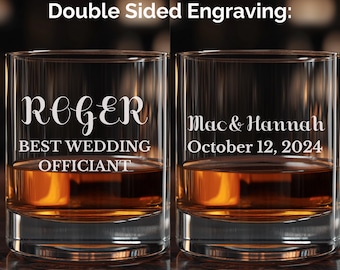 Wedding Officiant Gift, Officiant Thank You Gift, Gift For Wedding Officiant, Officiant Proposal, Engraved Custom Rocks Glass Officiant