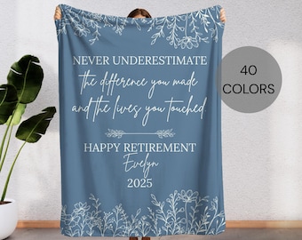 Custom Blanket Personalized Retirement Blanket Custom Gift for Her Coworker Farewell Present Retired Boss Blanket Retirement Appreciation