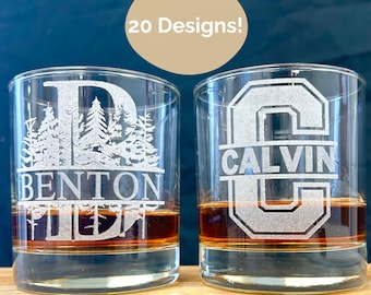 Etched Whiskey Glass, Custom Whiskey Glass, Personalized Whiskey Glass, Engraved Whiskey Glass, Gift For Groomsman, Him, Men, Father, Dad
