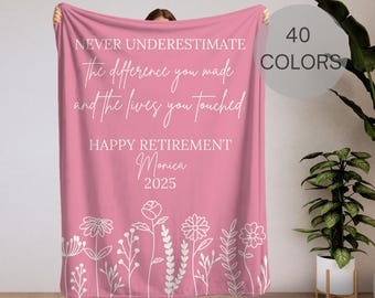 Custom Blanket Personalized Retirement Blanket Custom Gift for Women Coworker Farewell Present Retired Boss Blanket Retirement Appreciation