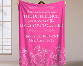 Personalized Retirement Blanket Gift For Coworker, Teacher Retirement Nurse Gift, Custom Gift Retirement, Retirement Name Date Gift