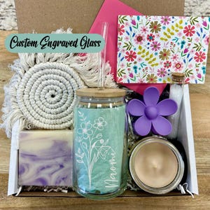 Birthflower Gift Box, Birth Flower Glass, Birth Flower Birthday Gift Box, Birthday Present, Gift For Best Friend, Birthflower Gifts