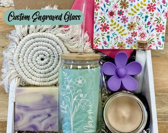 Birthflower Gift Box, Birth Flower Glass, Birth Flower Birthday Gift Box, Birthday Present, Gift For Best Friend, Birthflower Gifts