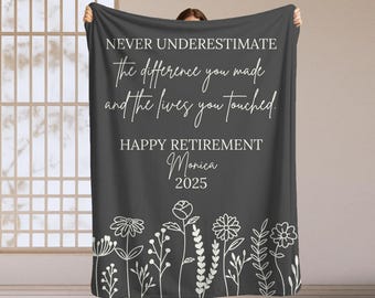 Custom Blanket Personalized Retirement Blanket Custom Gift for Teacher Nurse Farewell Present Retired Boss Blanket Retirement Appreciation