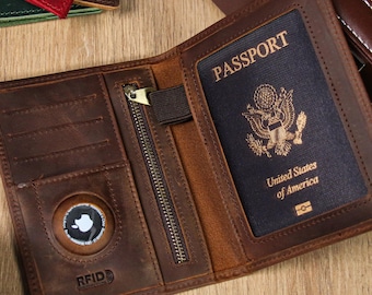 Spersonalizowany skórzany uchwyt na paszport, prezent podróżny, etui na portfel podróżny, grawerowane skórzane etui na paszport, spersonalizowany organizer podróżny, prezent ślubny