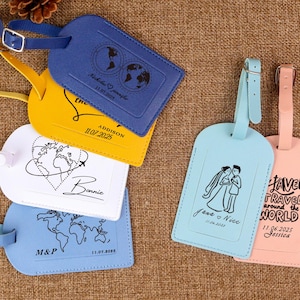 Monogrammed Luggage Tags | Custom Wedding Luggage Tag | Gift For Him Couple Luggage Tags | Leather Luggage Name Tags Business Promotional