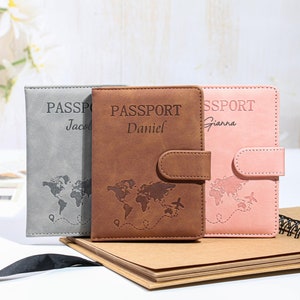 Cartera de cuero personalizada para pasaporte, regalo de viaje para padrinos de boda, damas de honor, padrinos de boda, regalo personalizado para papá, padre, etiqueta de equipaje