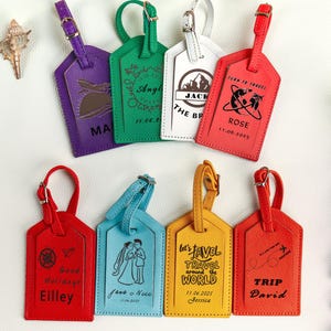 Custom engraved leather luggage tag | Bulk leather luggage tags Luggage Tags Leather Personalised | Travel Gifts Luggage Tag Gift For Him