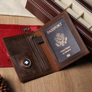Estuche de cuero personalizado para pasaporte, regalo de viaje, estuche de cuero grabado para pasaporte, organizador de viaje personalizado, regalo de boda