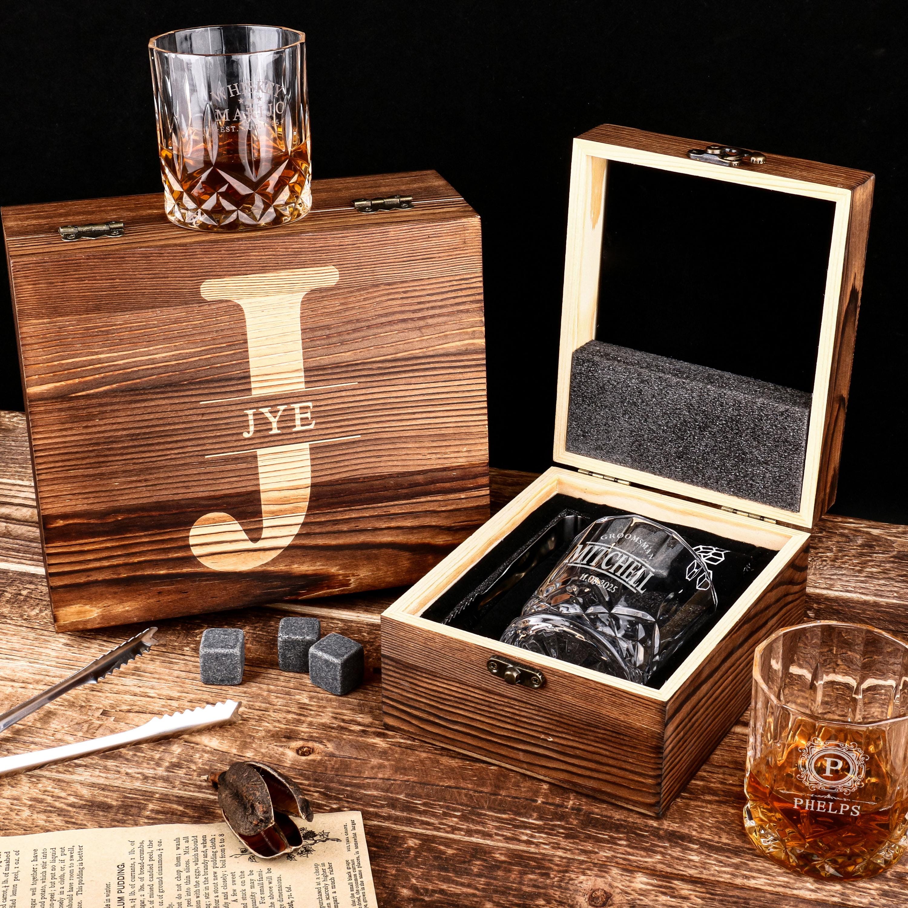Set di bicchieri da whisky e sottobicchieri, in confezione regalo di ringraziamento – Best Man