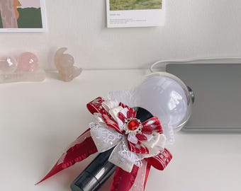 Red lace bow, Kpop lightsticks, Lightstick bows, Kpop Lightstick decoration, BTS Lightstick, Hope on The stage fanmerch