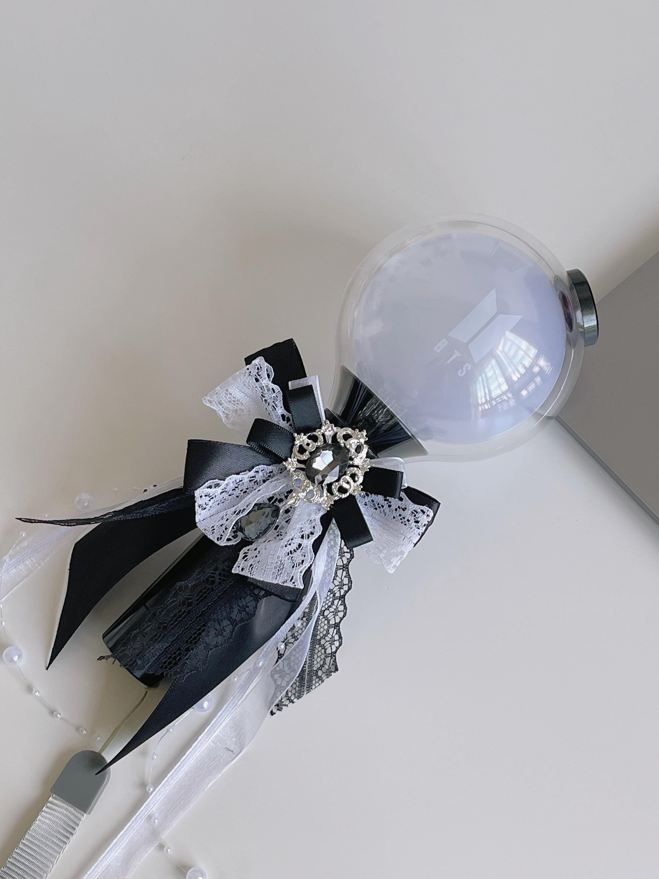 Onyx lace bow, Kpop lightsticks, Lightstick bows, Kpop Lightstick decoration, BTS Lightstick, Hope on The stage fanmerch