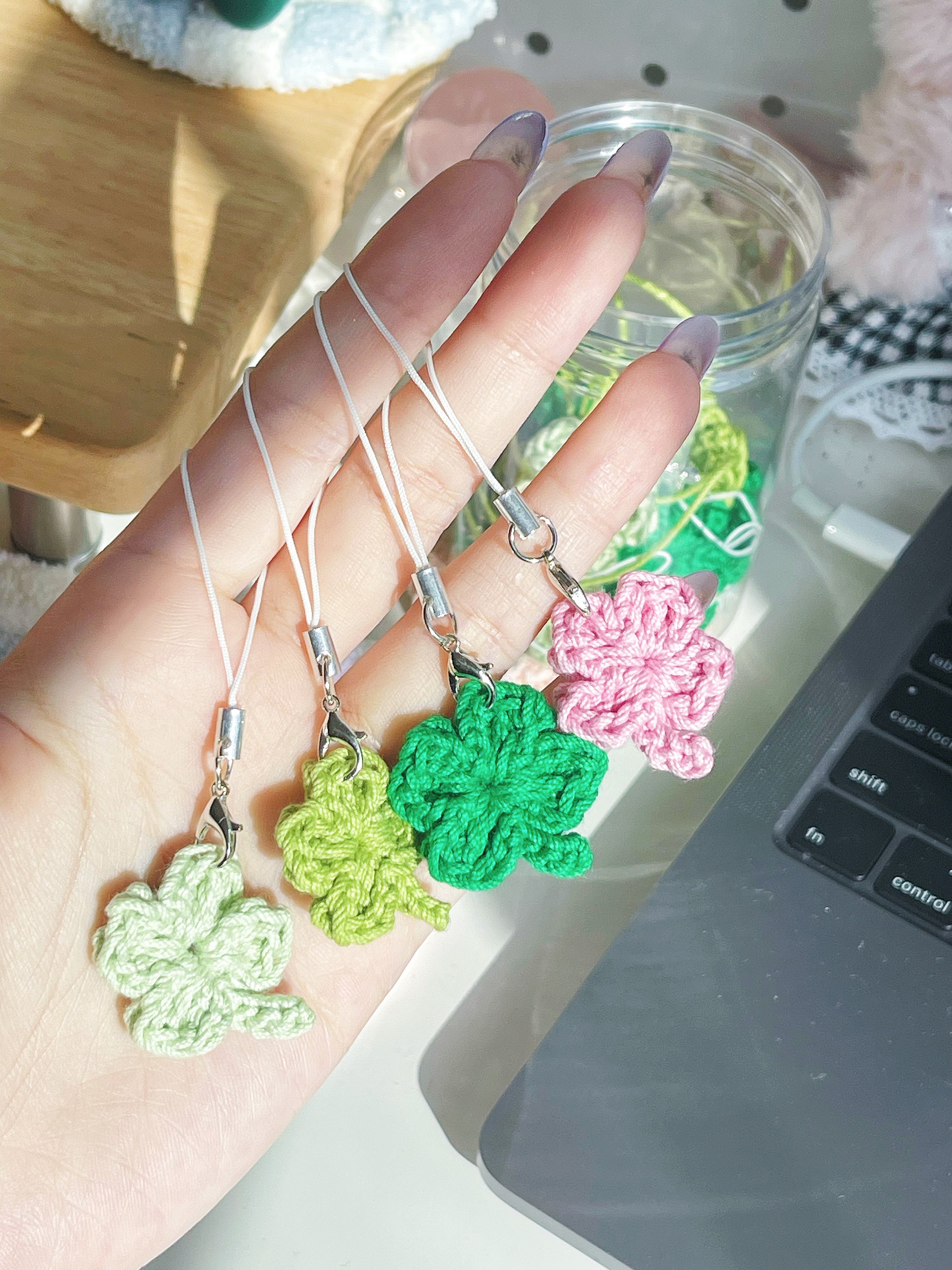 Four leaf clover phone charm