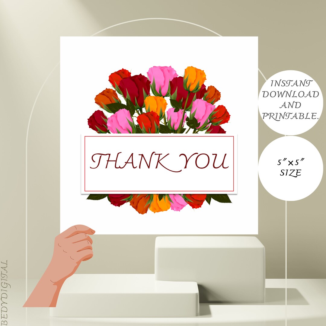 Wildflower Thank You Card Template, Editable Thank You Card, Printable ...
