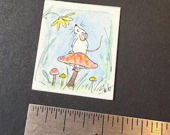 Mushroom Mouse - Teensie Hand-Drawn Art
