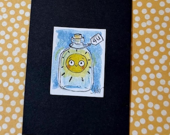 Sunshine in a Jar - you are my sunshine - Teensie Hand-Drawn Art