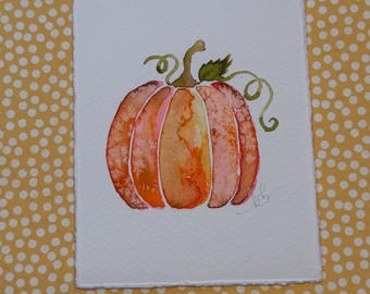 Watercolor tiny pumpkin  - 3x3.5 painting