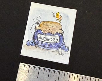 Blueberry Jam Jar - Teensie Hand-Drawn Art