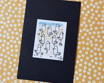 French Fries Beware - Sea Gulls - Teensie Hand-Drawn Art