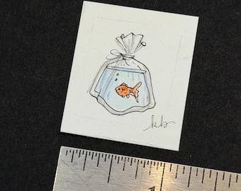 I shall call him squishy . Goldfish - Teensie Hand-Drawn Art