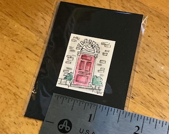 Red Door - Teensie Hand-Drawn Art
