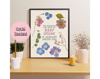 Mental Health Floral Poster: Motivational Wall Art (Digital Download)