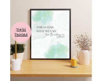 Motivational Wall Art: Strength Quote Printable (Digital Download)
