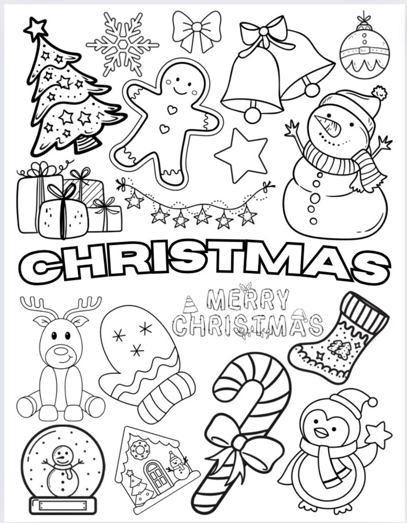 Christmas Colouring Page Etsy
