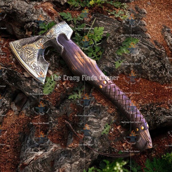 Personalized 1095 Steel Tomahawk with Aash Wood Handle main image 1