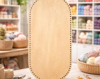 Oval Wooden Crochet Basket Base, 9 mm Cord, 12 mm Holes