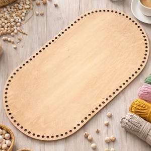 Ovale basis gehaakte houten mand, T-shirtgaren, geen verhogingen