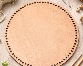 Runder Holzsockel für Häkelkorb - 10 mm Löcher, für T-Shirt-Garn