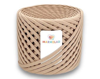 100% Cotton T-Shirt Yarn, Bulky Macrame Crochet Cord, Caramel 051