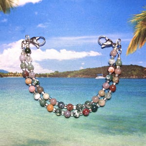 Indian Agate Interchangeable Medical Alert Replacement Bracelet - Double Strand