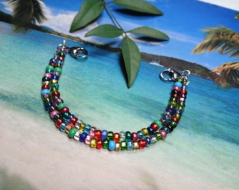 Czech Glass Multicolored Interchangeable Medical Alert Replacement Bracelet - Double Stand