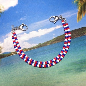 Red White and Blue Interchangeable Medical Alert Replacement Bracelet - Double Strand
